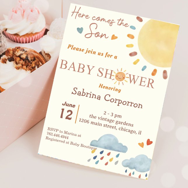 Invitation Sunshine Voici l'invitation du Baby shower Fils (Créateur téléchargé)
