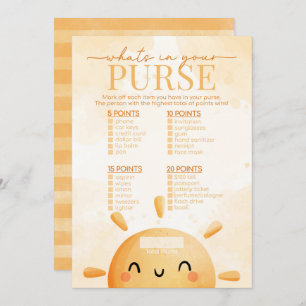 Invitation Sunshine What's in Your Purse Baby shower Game