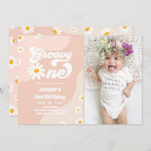 Invitation Super 1 fête d'anniversaire Boho Floral Daisy