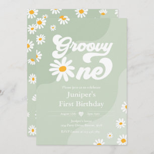 Invitation Super 1 fête d'anniversaire Boho Floral Daisy