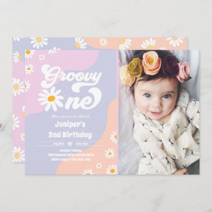 Invitation Super 1 fête d'anniversaire Boho Floral Daisy