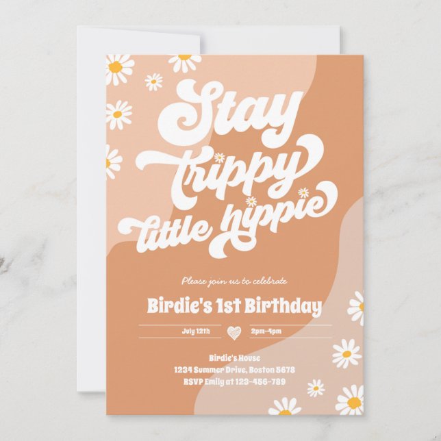 Invitation Super 1er anniversaire Séjour Trippy Petite Hippie (Devant)