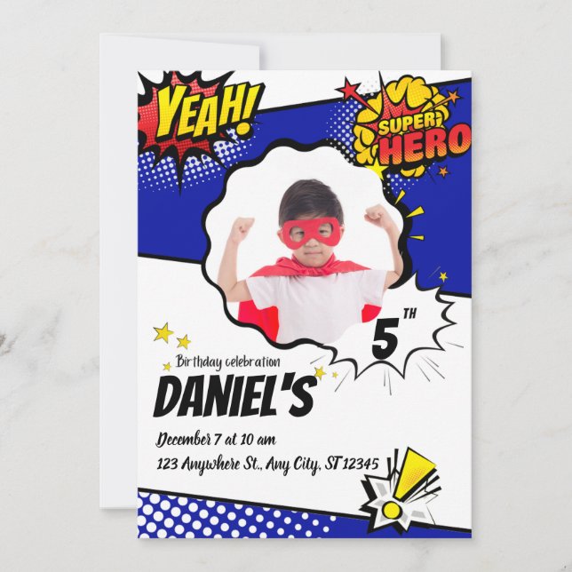 Invitation Super Anniversaire de enfant Extravaganza Party br (Devant)