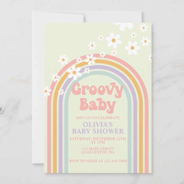 Invitation Super Baby Pastel Baby shower arc-en-ciel Invitati (Devant)