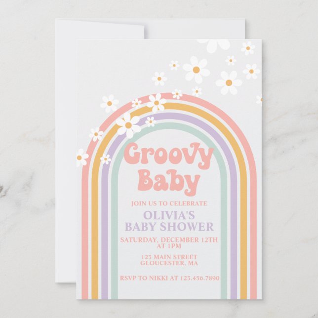 Invitation Super Baby Pastel Baby shower arc-en-ciel Invitati (Devant)