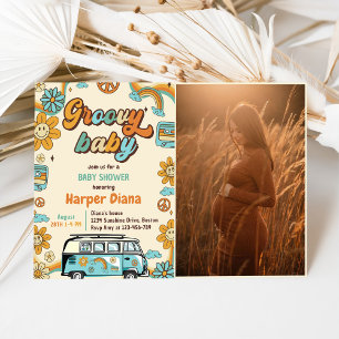 Invitation Super Baby Retro Rainbow Baby shower Party