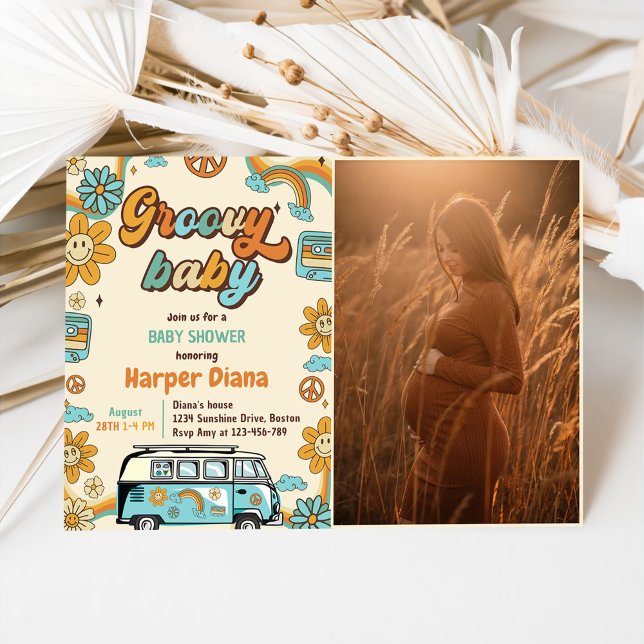 Invitation Super Baby Retro Rainbow Baby shower Party (Créateur téléchargé)