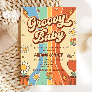 Invitation Super Baby Retro Rainbow Baby shower Party
