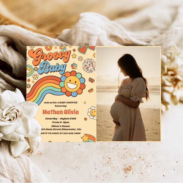 Invitation Super Baby Retro Rainbow Baby shower Party (Créateur téléchargé)
