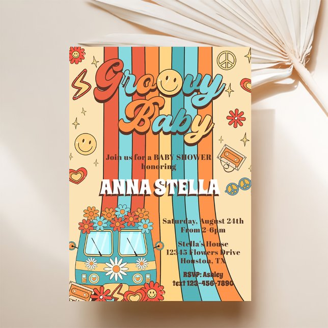 Invitation Super Baby Retro Rainbow Baby shower Party (Créateur téléchargé)