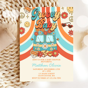 Invitation Super Baby Retro Rainbow Baby shower Party