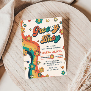 Invitation Super Baby Retro Rainbow Baby shower Party