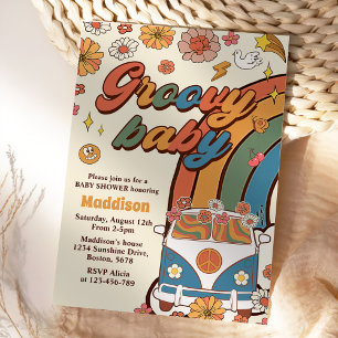 Invitation Super Baby Retro Rainbow Baby shower Party