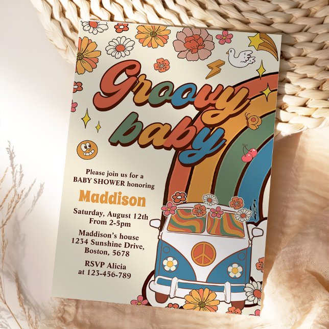 Invitation Super Baby Retro Rainbow Baby shower Party (Créateur téléchargé)