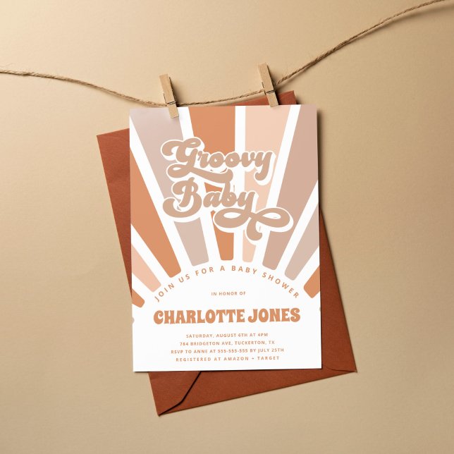 Invitation Super Baby Retro Sun Baby shower de Bohême (Créateur téléchargé)