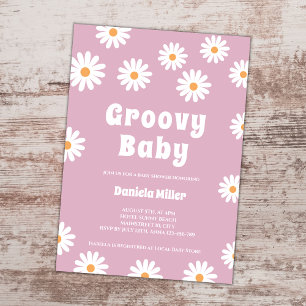 Invitation Super bébé fille Daisy les années 70 Baby shower r