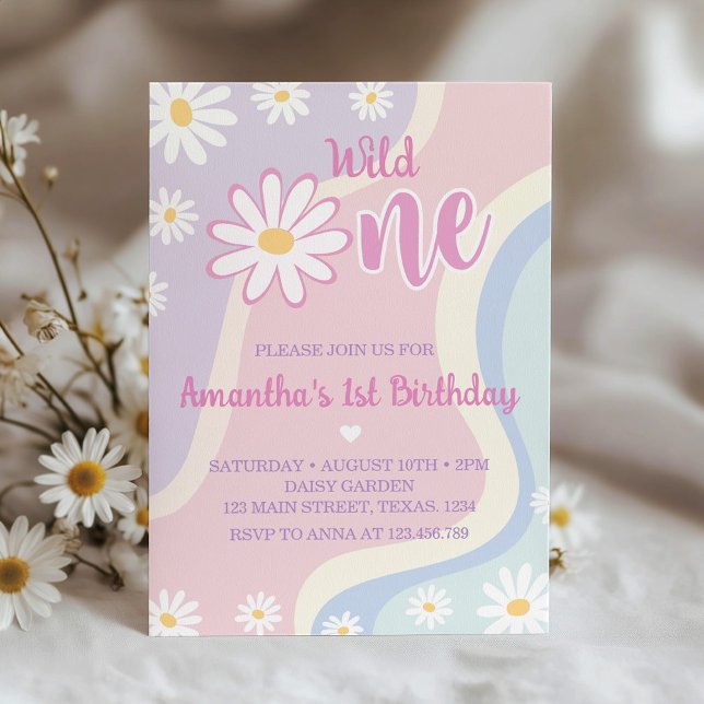 Invitation super Boho Daisy 1er anniversaire (Créateur téléchargé)