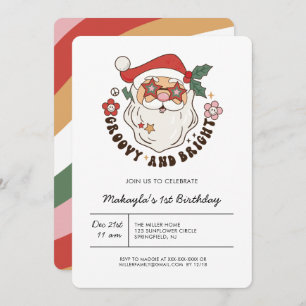 Invitation Super coloré rétro Noël Anniversaire