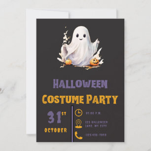 Invitation Super Cute Fantôme Moderne Halloween Noir