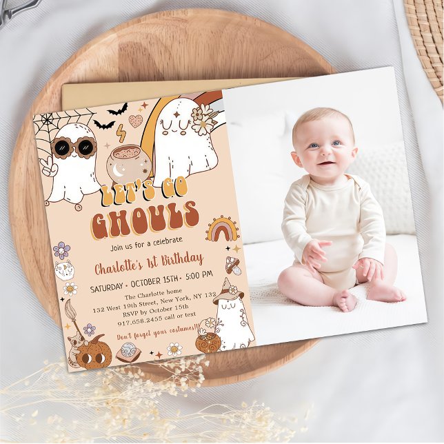 Invitation Super Cute Ghost Halloween 1er anniversaire fête (Créateur téléchargé)