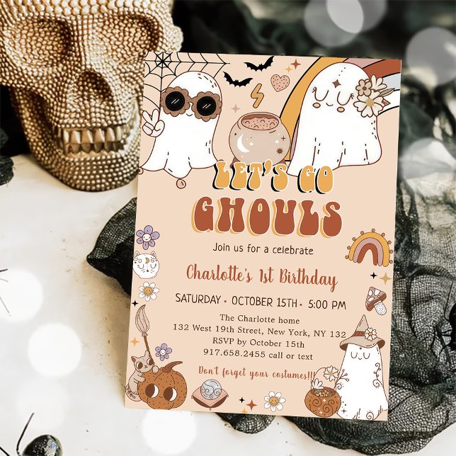 Invitation Super Cute Ghost Halloween 1er anniversaire fête (Créateur téléchargé)