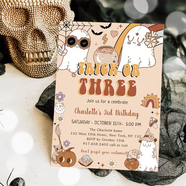 Invitation Super Cute Ghost Halloween 3e fête d'anniversaire (Créateur téléchargé)