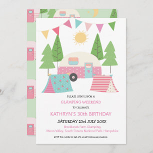 Invitation Super Cute Glamping/Camping Anniversaire Week-end