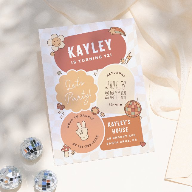 Invitation Super Daisy Boho Retro Faisons la fête Fille Anniv (Créateur téléchargé)