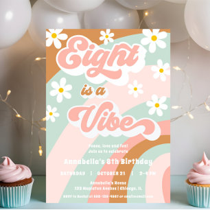Invitation Super Eight est Vibe rétro pastels 8e anniversaire