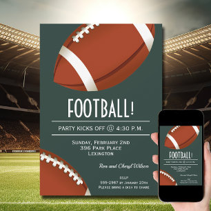 Invitation Super Fan Football Jeu Dark Green Party
