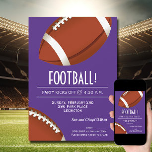 Invitation Super Fan Football Jeu Purple Party