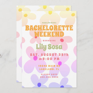 Invitation Super Flora Retro Bachelorette Week-end Rainbow