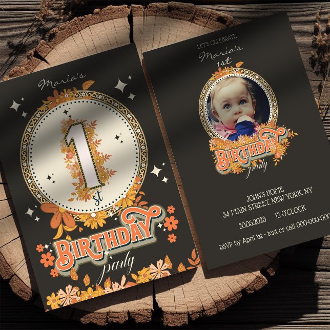 Invitation Super floral une photo personnalisée (Créateur téléchargé)