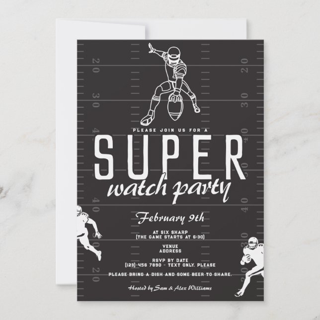 Invitation Super Football Game Day Sports Watch Party (Devant)