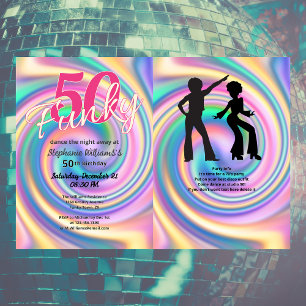 Invitation Super Funky Disco Tie Dye 50e anniversaire femme