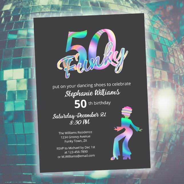 Invitation Super Funky Disco Ty Dye 50e anniversaire femme (Créateur téléchargé)