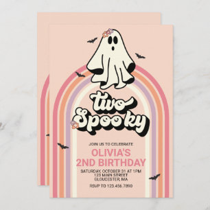 Invitation super Ghost retro Halloween Deux Anniversaire Éffr