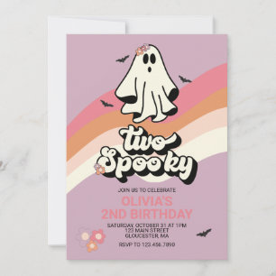 Invitation super Ghost retro Halloween Deux Anniversaire Éffr