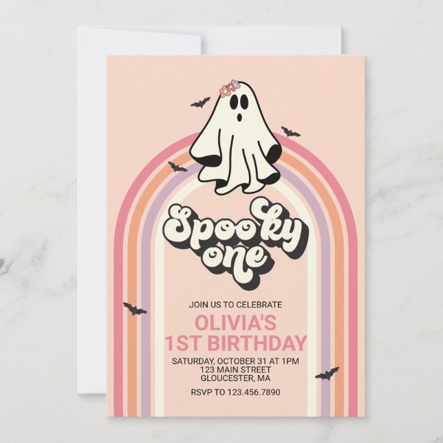 Invitation super Ghost retro Halloween Éffrayant Un Anniversa (Devant)