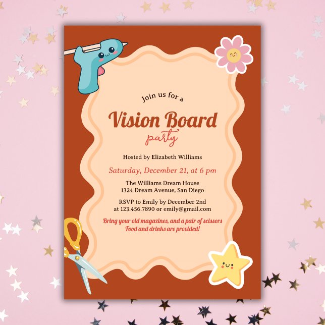 Invitation Super Girls do-it-yourself Dream Vision Board Part (Girls DIY Dream Vision Board Party Invitation)