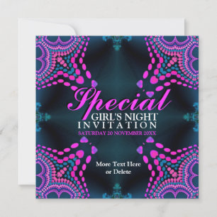 Invitation Super Girls Night Purple Hot Pink Party
