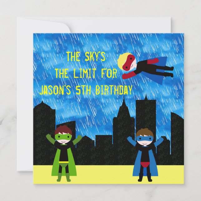 Invitation Super Hero Boys Bithday Party (Devant)