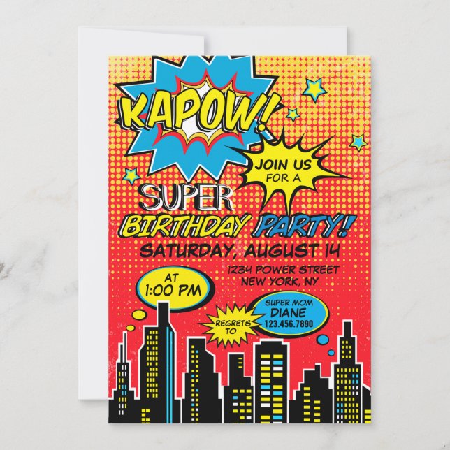 Invitation Super Hero Comic Book Anniversaire (Devant)