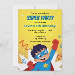 Invitation Super Hero Personnalisée Style Comic Bo