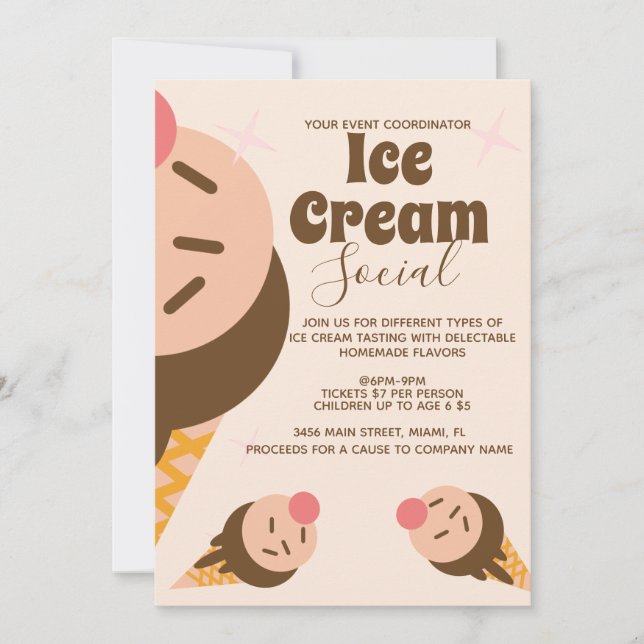 Invitation Super Ice Cream Cone Circulaire sociale (Devant)
