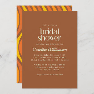 Invitation Super les années 70 Wavy Lines Orange Brown Fête d