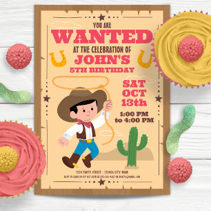 Invitation Super mignonne Cowboy fête d'anniversaire