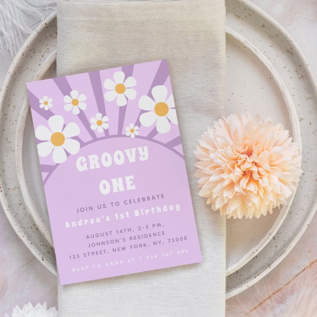 Invitation Super moderne Un soleil rétro Premier anniversaire (Créateur téléchargé)