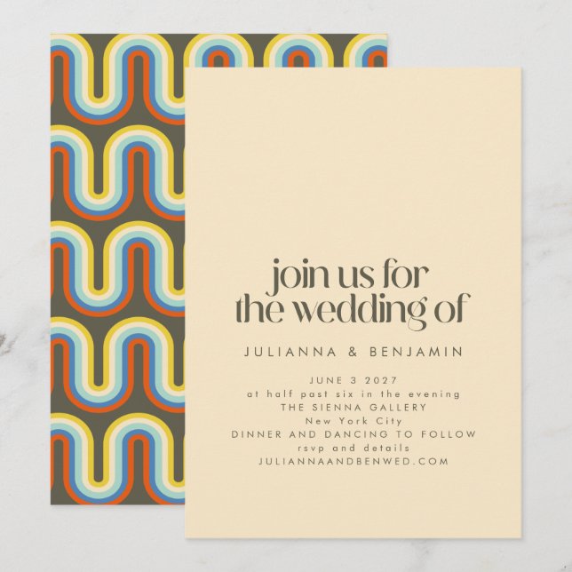 Invitation Super Mood rétro les années 70 esthétique Olive Gr (Devant / Derrière)