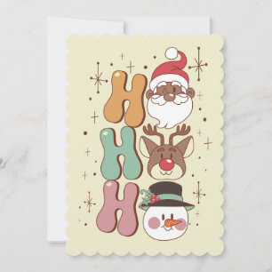 Invitation super noël noir père Noël rennes bonhomme de neige